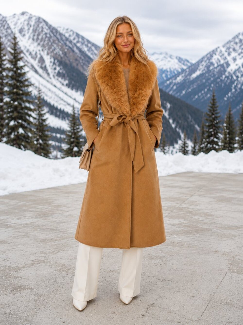 LoveShackFancy Mahika Wool Cashmere Coat Camel